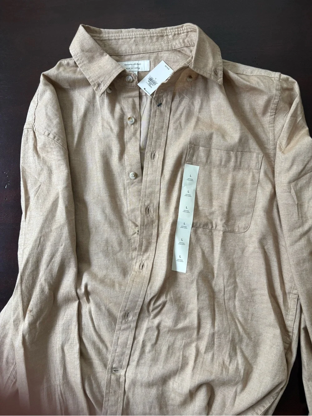Banana Republic Men's Button-Down Shirt in Beige-Tan